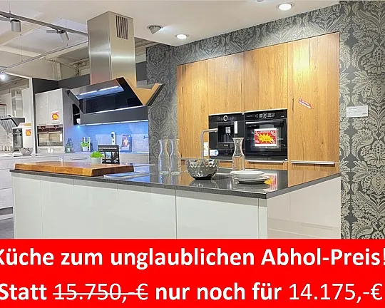 Nolte-Küche mit Bosch-Geräten - Sensationspreis für Nolte Nova Lack Premiumweiß Hochglanz / Manhattan mit wertigen Bosch-Geräten