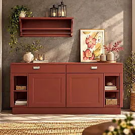 Nolte Landhaus Sideboard WINDSOR Hennarot 180 cm | Musterverkauf