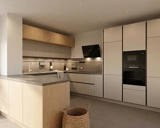 Exklusive neue Küche mit Premium-Ausstattung & Bosch Einbaugeräten - U-Küche #Devin Planungsangebot D5SB - 422 x 247 x 250cm -