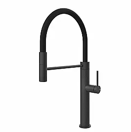Gessi 316 Semi-Pro Einhebelmischer mit Schwenkarm und Auszugsbrause mit 1 Funktion, Oberfläche MECCANICA, schwarz matt - 60012299