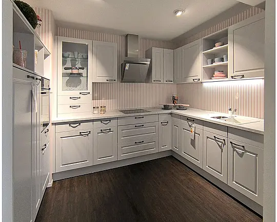 L-Küche mit Schrank - Mara moonlight-grey seidenmatt