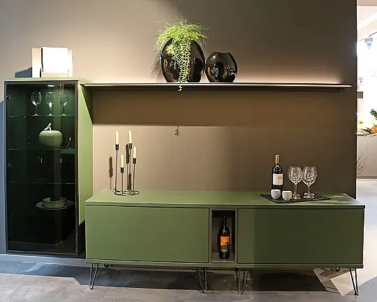 Theke + Schrank - Siena Samtmatt-Lack Waldgrün