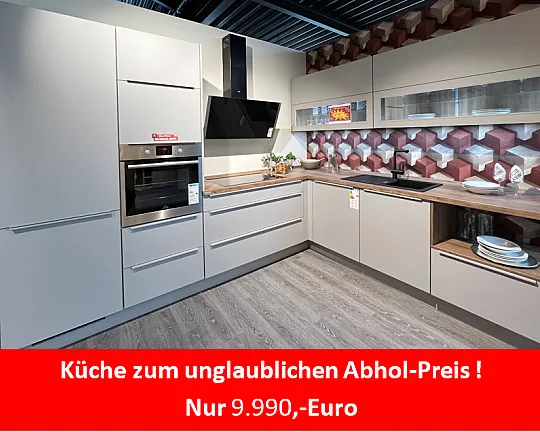 Nobilia-Küche inkl. Geräte - Sensationspreis zum Abverkauf - Nobilia Touch Seidengrau mit  Progress-Geräten 2,9x2,5m