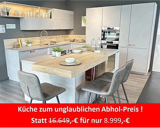 Nobilia-Küche inkl. Geräte - Sensationspreis zum Abverkauf - Nobilia Stone Art Schiefer Steingrau mit wertigen Bosch-Geräten