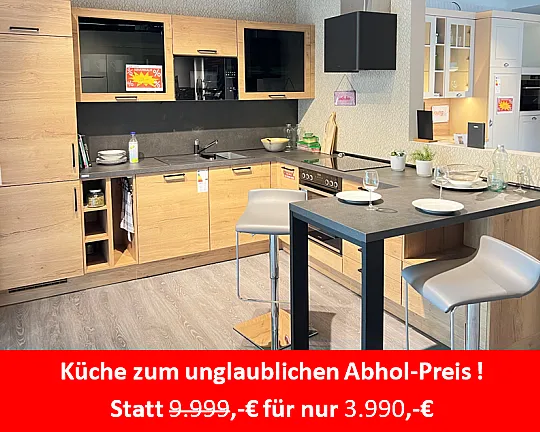 Nobilia Küche inkl. Geräte 2,8x2,8m - Sonderpreis zum Abverkauf - Nobilia Structura Eiche Sierra mit Junker Geräte 2,8x2,8m - Koje 14