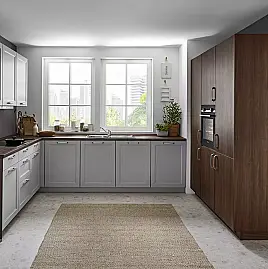 L-förmige Küche + Küchenblock Landhausstil