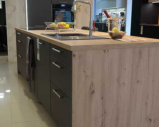 Moderne graphit Küche mit Insel - M 204 Loft graphit Softlack