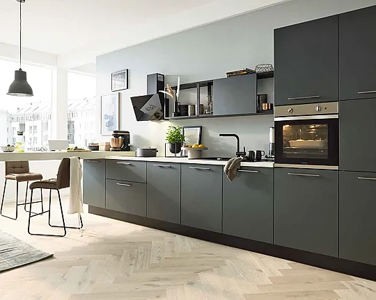 moderne Interliving Küche in schwarzgrün mit Geräten - Serie 3059