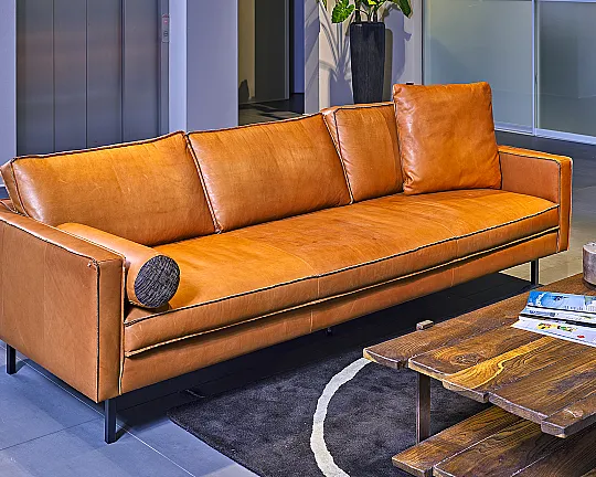 Koje 215 KL: Couch L Buster Xpress - Sofa Leder Sauvage Tobacco