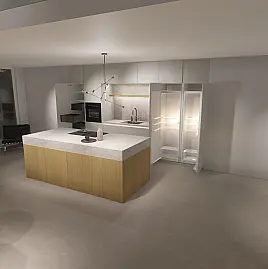 Designküche mit Insel und Nische inkl. Montage*, Keramik von Neolith als Highlight, Geräte von Siemens & Liebherr