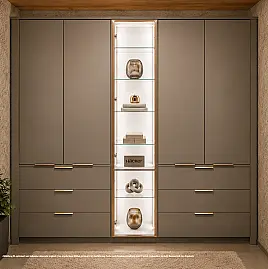 Kleiderschrank N120 mit beleuchteter Glasvitrine