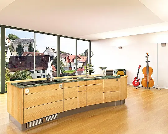 Kücheninsel aus Holz in rundem Design - Kücheninsel exklusiv "new wave"