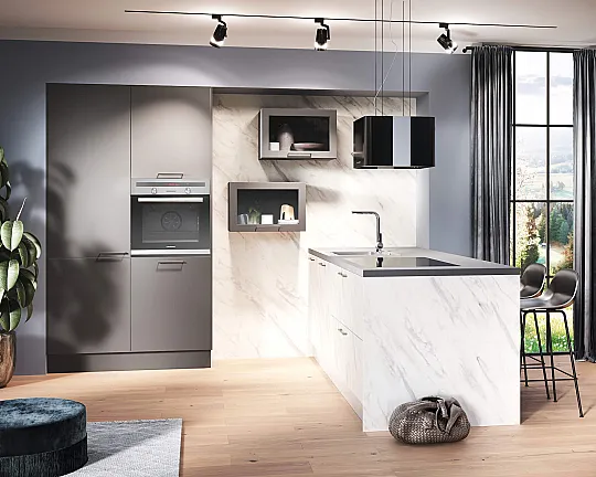Häcker Design Inselküche grau und weiß - Wunderschöne moderne Küche für Ihr Zuhause
