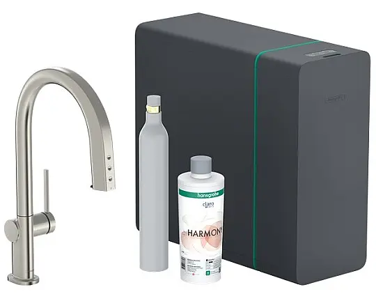 76806800 - Aqittura M91 SodaSystem 210, Ausziehauslauf, 1jet, sBox, Starter Set Oberfläche Edelstahl Finish