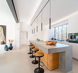 Luxus Betonküche mit Holz Element, Modernes Design