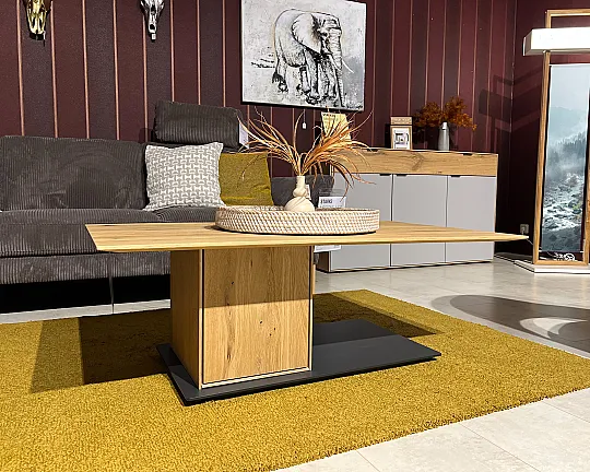 Couchtisch Wildeiche massiv inkl. Stauraumfach mit Tür hochwertig & modernes Design - Tucson