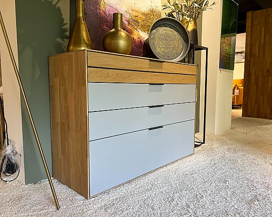Kommode Wildeiche soft Front Lack Samt grau Holz kombiniert modern & zeitlos schick - Scottsdale