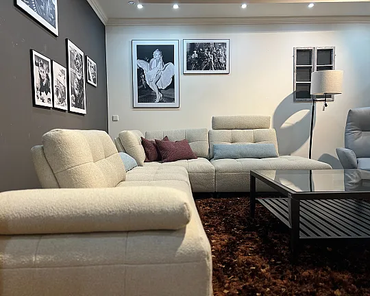 kubisch modernes Lounge Sofa Stoff Crumble Silky L-Form Wohnlandschaft hochwertiges Designersofa mit Top Sitzkomfort & Polsterung - Comodo