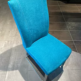 Blauer Stuhl - Edelstahl Schwing Fuß Rechteckig + Handgriff