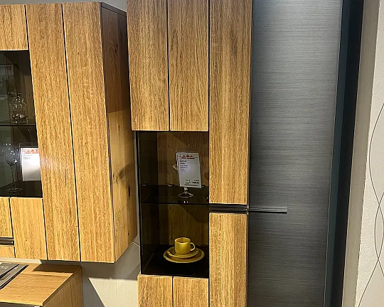 Vitrine in Wildeiche Rustiko und Metall Dark Galvano matt - V-Galvino