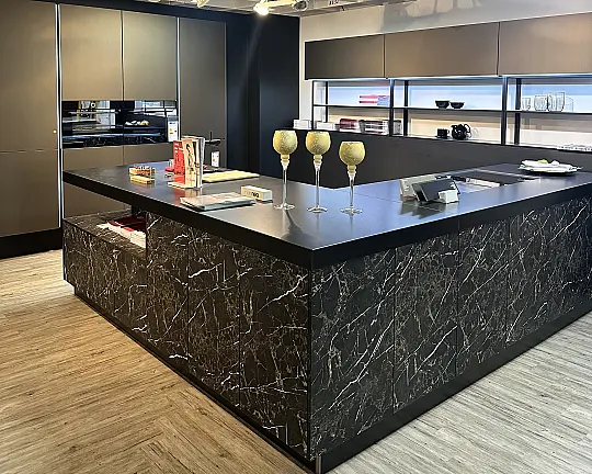 hochwertige G-Küche in Front Marmor schwarz Melaminharz - NEO Marble M32