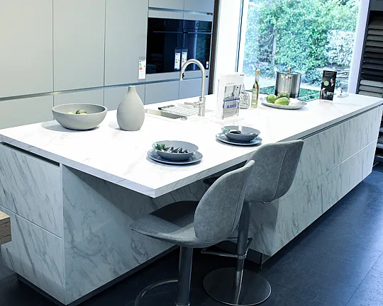 Küche Carrara weiß matt / perlgrau Mattlack - AV2135