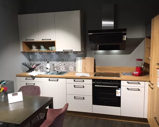 Moderne Einbauküche - Loft Mattlack satin / Alteiche dekor Kunststoff
