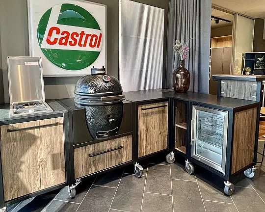 Burn Outdoor Kitchen Outdoor-Küche von Burnout & Keramikgrill MONOLITH - Burn Outdoor Kitchen Modell Dark Oak - Rahmenfarbe schwarz