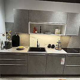 Küchenzeile mit Hochschrank Taupegrau