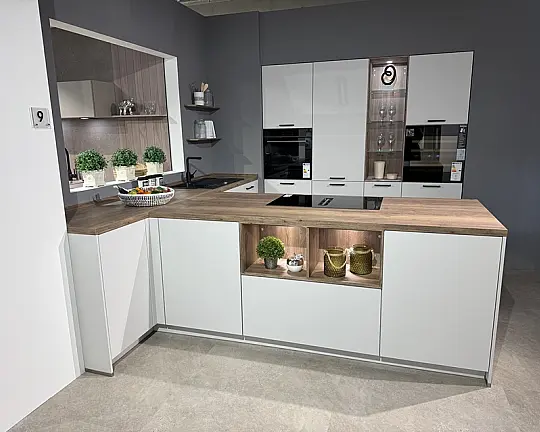 Abverkaufsküche Nobilia Touch Lacklaminat Seidengrau - Touch Lacklaminat Seidengrau