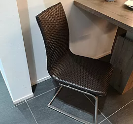 Stuhl - Sitz  und Rücken Kunstgeflecht 5mm in Kakao, Gestell Edelstahl