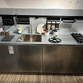 KÜCHENZEILE  Industriestahl mit 12mm ESG Glas Arbeitsplatte