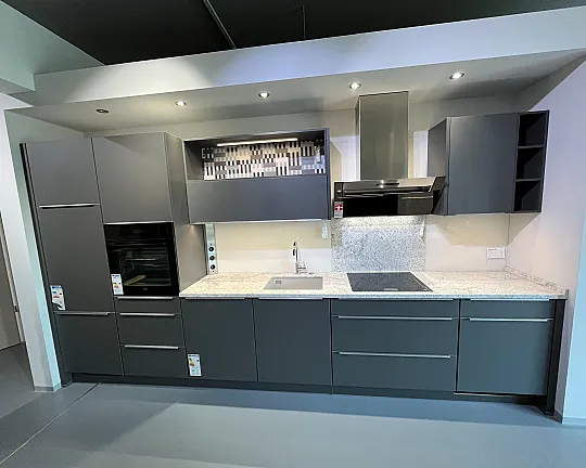 Moderne Küchenzeile in Schiefergrau mat - Touch Schiefergrau matt