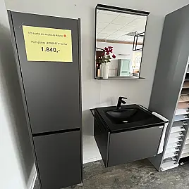 Badezimmermöbel in Glas Optik Matt Schiefergrau