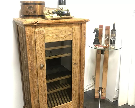 WEINTEMPERIER SCHRANK mit Liebherr Weinkühler - Weinschrank Vintage Einzelstück Unikat in Massivholz