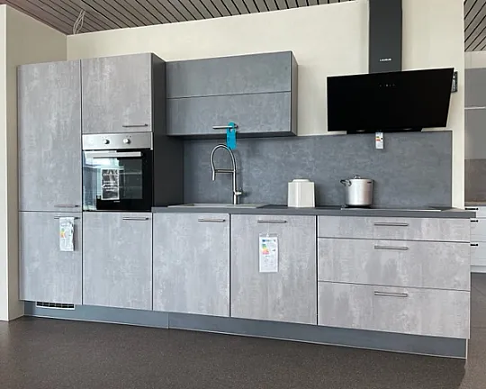 Moderne Küchenzeile in Beton grau und Beton Anthrazit - Celine Concrete grey / Contrete anthracite