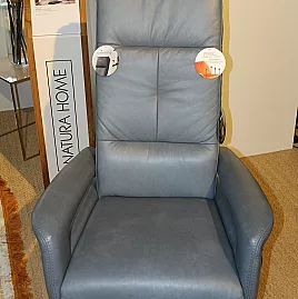 Relaxsessel Abverkauf Ausstellungsstück bequemer TV-Sessel in Leder Grau motorisch verstellbar mit Herz-Waage-Position hochwertiger Sessel mit Relaxfunktion