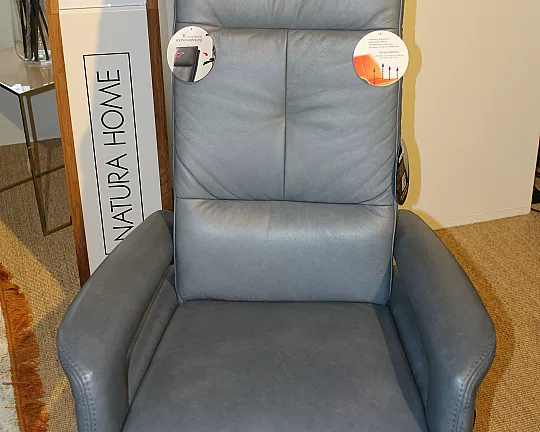 Relaxsessel Abverkauf Ausstellungsstück bequemer TV-Sessel in Leder Grau motorisch verstellbar mit Herz-Waage-Position hochwertiger Sessel mit Relaxfunktion - Melbourne L