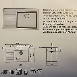 Luxus Edelstahl-Einbauspüle "Mythos" mit Ablauffläche nagelneu
