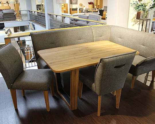 Eckbankgruppe modern Massivholz-Esstisch mit Bank und Stühlen moderne Esszimmermöbel günstig im Abverkauf - Rosita / Natura Belfast