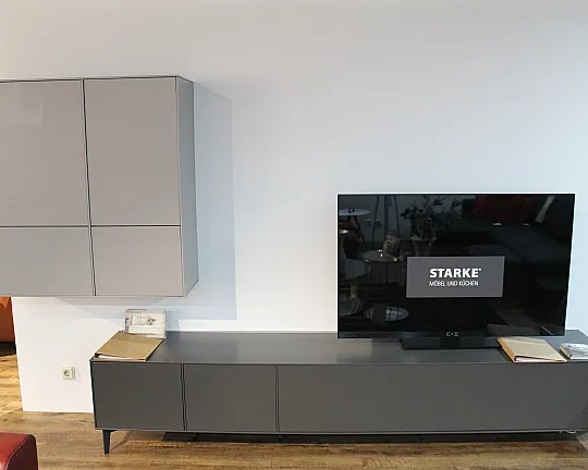 TV-Möbel Anthrazit Grau Design modern grifflos Designer-Sideboard mit Hängeschrank Contur Wohnwand günstig im Abverkauf - Casello