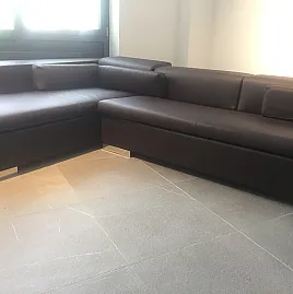 Stylisches ausladendes Sofa Leder Testa di Moro Ibiza (290x200cm) - 41% Rabatt zu UVP