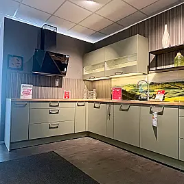moderne L-Küche und separat stehenden Geräte Block Lack Olive Premium