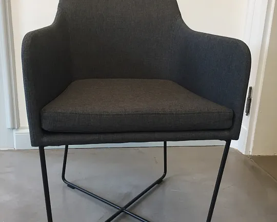 Interessanter Stuhl in stone grey mit Drahtkreuzgestell - Nochmals reduziert! - KFF - Stuhl YUOUMA mit Armlehne