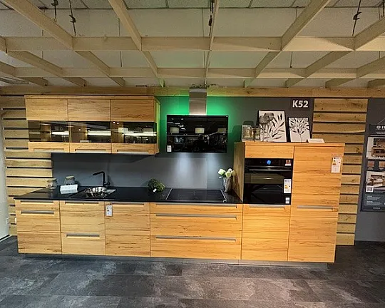 Küchenzeile Massivholz mit Granit modern - Vicenza Kernbuche Massiv