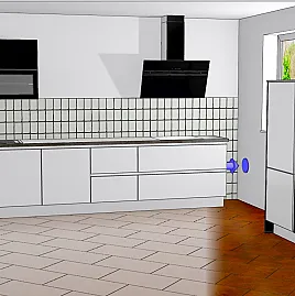 Grifflose Küche - Weiß matt - Siemens Geräte - Fotoküche - Sofort verfügbar