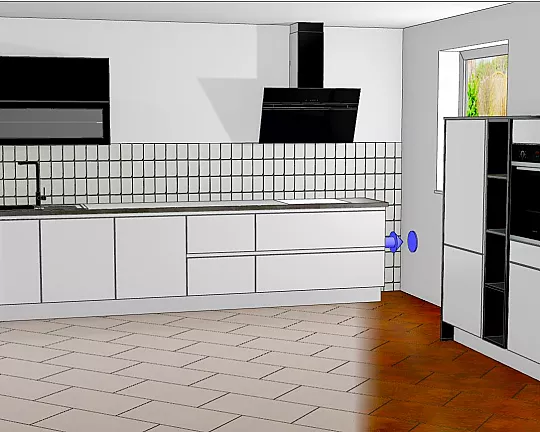 Grifflose Küche - Weiß matt - Siemens Geräte - Fotoküche - Sofort verfügbar - Laser