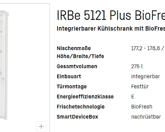Liebherr Einbaukühlschrank - Liebherr IrBe 5121