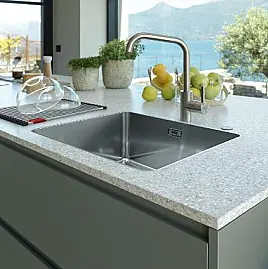 Edelstahlbecken Mythos, flächenbündig