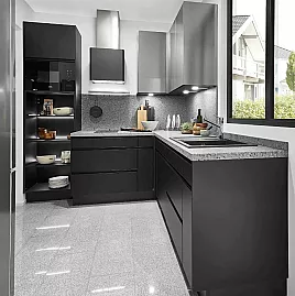 Nobilia Design L-Küche schwarz matt Stahl